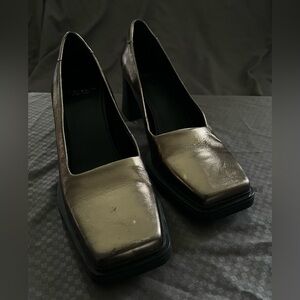 NWOT Vagabond Bronze Beige Edwina Leather Pumps, Square Toe, Block Heel; Size 38